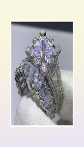 Choucong Brand New Vintage Fashion Jewelry 925 Sterling Silver Princess Cut White Topaz CZ Diamond Women Wedding Bridal Ring Set G1819166