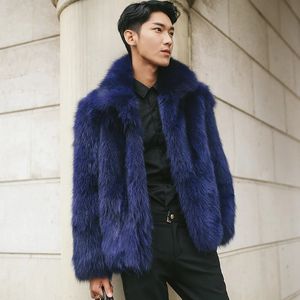 Casaco de pele masculina de pele sintética casaco de pele de raposa falsa casual quente com zíper jaqueta curta 231211