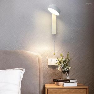 Lampy ścienne LED Pull Switch Laight Indoor Rotatable sypialnia Lampa nocna Lampa Lampa do salonu hoom dekoracje oświetlenia pochodnia