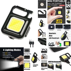 New Storage Bags Mini LED Flashlight Work Light Portable Pocket Flashlight Keychains USB Rechargeable for Outdoor Camping Small Light Corkscrew