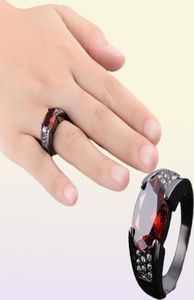 Hiphop 14K Black Gold Ruby Obsidian Pierścień Piermórek Wedding Sapphire Pure Bizuteria dla kobiet mężczyzn unisex rock obsydian biżuteria pierścień 209647051