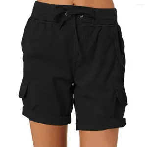 Damen-Shorts für Damen, Sommer, Cargo, elastische Taille, lockere Freizeit, Sport, Schnürung, gerades Bein, Kleidung