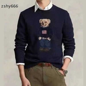 23SS Autumn Men's Designer Sweaters Cartoon Rl Bear Brodery Fashion Long Sleeve Sticke Pullover Wool Cotton Soft Unisex Men x7ea 00 00