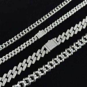 Хип-хоп стиль S925 серебряный серебро VVS Real Moissanite Diamond Miami Cuban Link Chain 19 мм Iced Out Out Ожерелье