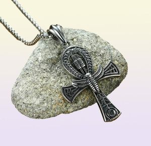 38x58mm stor antik silver egyptiska ankh hängen halsband i Stainelss stålhuvud av livslängd Halsband Skyddsmycken9934940