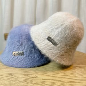 2023 quente coelho cabelo pescador chapéu feminino outono e inverno grande circunferência da cabeça balde de pelúcia mostrando rosto pequeno branco bacia chapéu feminino