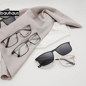 サングラスフレームX105 Bauhaus Magnet Sunglasses Clip on Metal Optical Frame Men偏光カスタム処方Myopia 231211