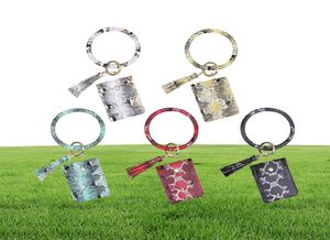 New Keychain Card Bag for Women Leopard Wallet Pu Leather Tassel Bracelet Key Chain Ring Jewelry Keyring Holder Accessories8450273