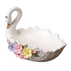 Plates Swan Ceramic Fruit Basket Plate Modern Creative Stylish Dish Decorative Container Serving Tray For Salads Appetizers