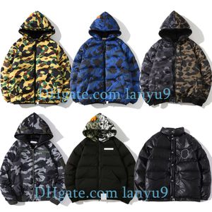 Mens Designer Casacos Down Jacket Black Puffer Jaqueta Azul Parkas Camuflagem Estilo Cor Outerwear Plus Size 3XL Inverno Espessamento Sobretudo Streetwear Sportswear