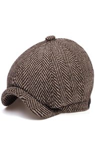 New Mens Newsboy Cap Boin Hat Men Mulheres Chapéus Selvagens Tweed Gatsby Octogonal Black Branco Ferring Espinha Vintage Hats Ivy Gorras7471680