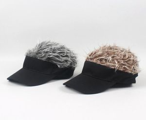 가짜 헤어 가발 디자인 캡 남자 039S 여자 039S Toupee 재미있는 머리카락 야구 선 바이저 모자 Unisex Cool Gifts ljjk11952385901