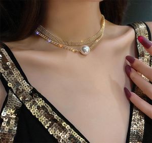 İnci Kolye Chokers Çift Kolye Kadın Mücevher İndirimi için Altın Plaka Zinciri 10 PCS9096243