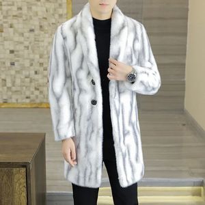 Men's Fur Faux High Quality Fashion Handsome Doublesided Wear One Thick Winter Suit Collar Trench Coat Gold Mink Top Button 231212