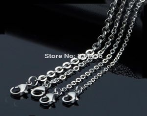 100pcs of 12mm 15mm 2mm 25mm 3mm 4mm 316L Stainless Steel Cable Chain Pendant Necklaces men women lady diy jewelry whole 207998244