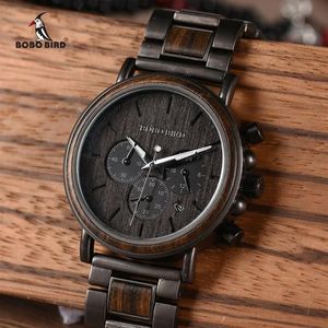 BOBO BIRD Wood Men Watch Relogio Masculino Top Brand Luxury Stylish Chronograph Military Watches Timepieces in Wooden Gift Box CX2323x