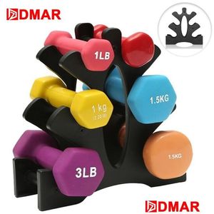 Dumbbells Dmar Rack Suporte Titular para Casa Fitness Home Pvc Pequenas Mulheres Homens Crossfit Body Building Equipamento de Exercício Drop Del Dhzog