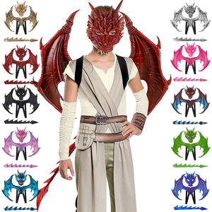 Halloween Mask gift Halloween Party Devil wing Children Party dress up Decoration Dragon Wings Tail Mask Set cosplay props Dinosaur props