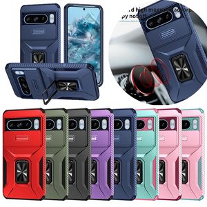 Google Pixel 7 7a 8 8a Pro Armor Shockproof Magnetic Kickstand Designer Phone Case Shellのスライドカメラカバー携帯電話ケース