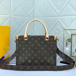 Yeni stil küçük tasarımcı tote çanta kadınlar için 25 cm lüksler el çantası uzun kayış omuz çapraz cüzdanlar çiçek baskılı deri tasarımcı tote siyah kahverengi renk