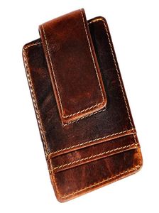 Male Quality Leather Fashion Travel Slim Wallet Front Pocket Magnetic Money Clip Mini Card Case Purse For Men 1058C27639584610174