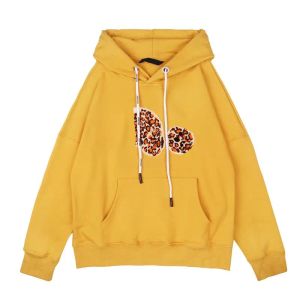 Mens grafiska hoodie designer hoodies hoody hooded pullover bomullsbjörn tryck två främre påse fickor dragkammare frigöring axlar långa