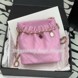 Lederdesigner -Taschen für Frauen 2024 10A Top -Qualität Crossbody Pink Bag Designer 17 cm echte Schulter Lady Handtasche