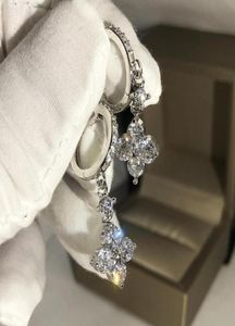 2020 New Luxury Jewelry 925 Sterling Silver Clover Drop Earring White 5a Cubic Zircon CZ Diamond Women WeddingDang3706574179747