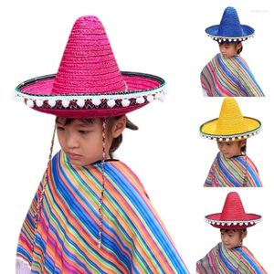 Wide Brim Hats Sombrero Straw Hat Festival Kids SunProtective Cap Costume Accessories