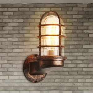 Vägglampor Vintage Cage Guard Sconce Industrial Retro Light Loft Lamp Modern Iron Industry Wind Fixture