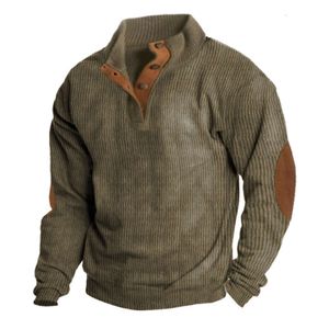 24ssmen's Hoodie Вельветовый пуловер Henley Shirt Мужская повседневная футболка с длинными рукавами