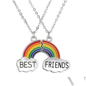 Pendant Necklaces Trendy Enamel Sier Plated Rainbow Best Friends Friendship Necklace Friend Kids Jewelry Gift Wholesale Drop Delivery Dhzkp