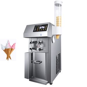 Commercial Desktop Soft Ice Cream Machine Rostfritt stål Glassstillverkare Sweet Cone Freezing Equipment 1250W