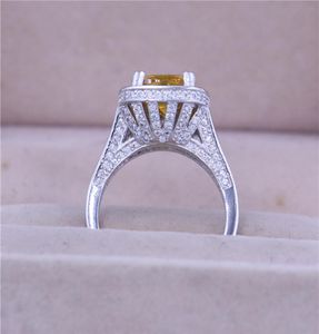 Vecalon Fashion Women Ring Cushion Cut 10CT 5A Zircon CZ 14kt White Gold Filling Birthstone Wedding Band Ring for Women Men Gift2220691