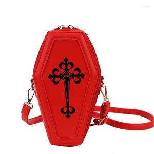 Evening Bags Retro Gothic Shoulder Bag Halloween Handbag Cross Crossbody Coffin Shape Purses For Women Girls Theme Party2926