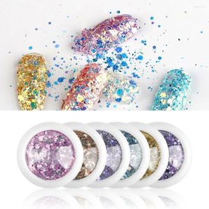 Nagelkonst kit chunky glitter blandad flingor kropp ansikte ögon skugga makeup lysande nai dekoration rysa skönhetsverktyg