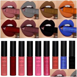 Lip Gloss Lip Gloss Qi 33 Kolory usta Makijaż Makijaż Wodoodporna lipgloss Długo trwałe czarne macierz