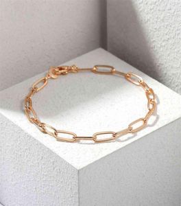 4mm Womens Girls Paperclip Rolo Link Armband 585 Rose Gold Filled Chain Fashion Jewelry Accessories Gifts 20cm DCB60299P1599021