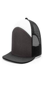 Hela anpassade 3D -broderier Flat Bill Trucker Mesh Cap Design Tom Hatts 7 Panel Black Hat1812673