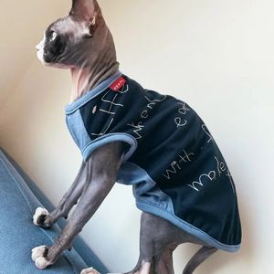 Kattdräkter Sphynxkläder för katthårlös kattsträng bomullsjacka Plaid PLEW för Pet Devon Rex Soft Fashion T-shirt för vårens outwear 231212