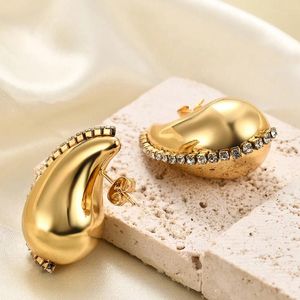 Orecchini a cerchio 5 paia a forma di virgola Big Stud zirconi gioielli robusti per le donne regalo colori oro e argento