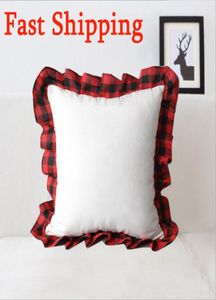 Sublimation Blank Pillow Case Red Lattice DIY Heat Transfer Printing Cushion Cover Throw Sofa Pillowcover Home Decor8985858