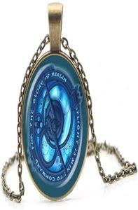 Vintage Amulet Trollhunters pendente Toys Jóias Bronze Corrente Cristal Azul para crianças Masculino Homens Presentes3303491