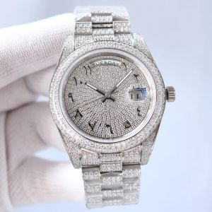 Klassisk diamantklocka Mens Designer Watches Automatisk mekanisk rörelse 41mm Silverband Rostfritt stål Sapphire Vattentät armbandsur