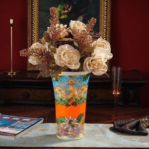 Дизайнерские вазы в европейском стиле с золотой головкой, цветочная серия, ваза из костяного фарфора, высококачественная изысканная столешница, керамическое украшение Q-T
