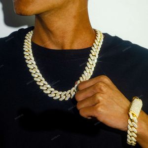 Niestandardowe złoto plisowane kubańskie link łańcucha moissanite przełęcz Diamond Tester okrągły genialny krój 925 srebrna biżuteria bransoletka