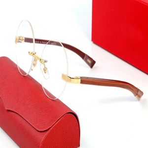 Men and women metal gold wood sunglasses rimless round glasses master design style high quality suitable for all face shapes with 272H