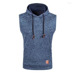 Mäns västar Autumn Winter Fashion Waistcoat män fleece tröja väst manlig casual jumpers ärmlös stickad huva stickad man kläder