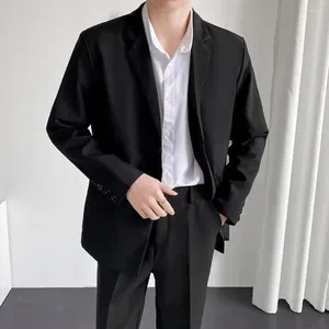 Ternos masculinos masculinos blazer cor sólida único breasted turndown colarinho jaqueta primavera outono solto terno casaco feminino streetwear