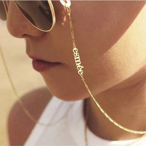 Pendant Necklaces Mini World Sunglasses Masking Chains for Women Personalised Stainless Steel Jewelry Custom Name Glasses Chain Lanyard 231212